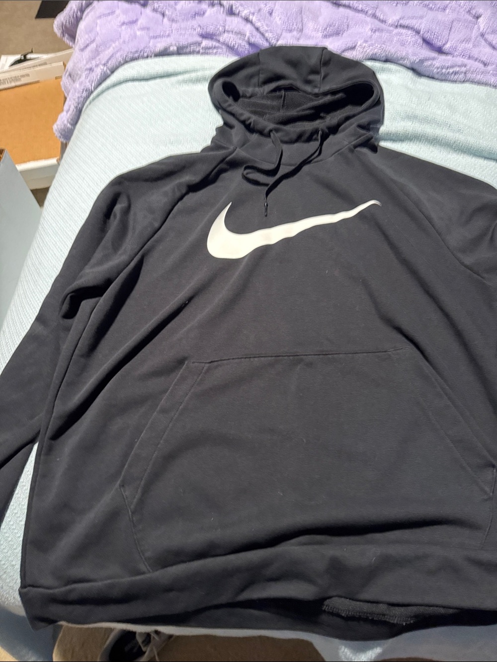 Nike Black Hoodie with White Swoosh Logo